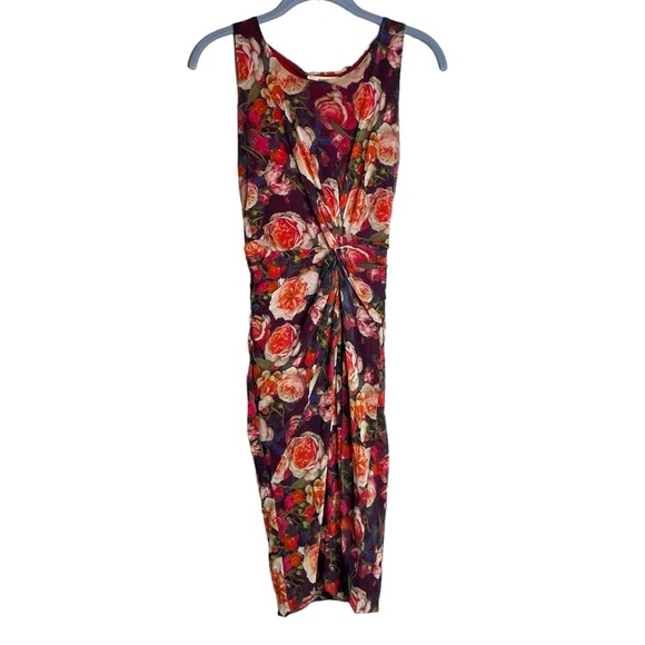 Jean Paul Gaultier Dress Fuzzi Rose Print Knotted Front Mesh Made in Italy Small - Picture 5 of 9